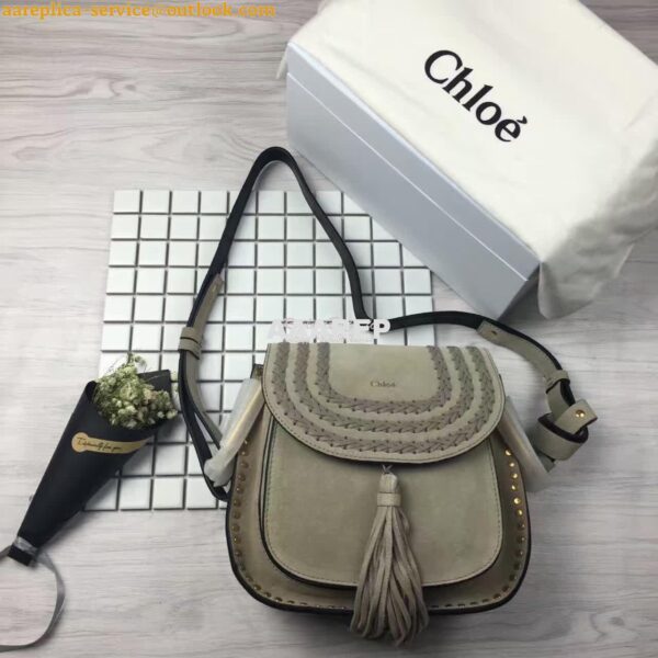 Replica Chloe Hudson Shoulder Bag in Suede Calfskin Grey 5