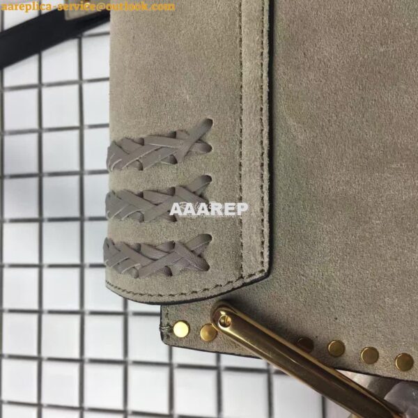 Replica Chloe Hudson Shoulder Bag in Suede Calfskin Grey 7