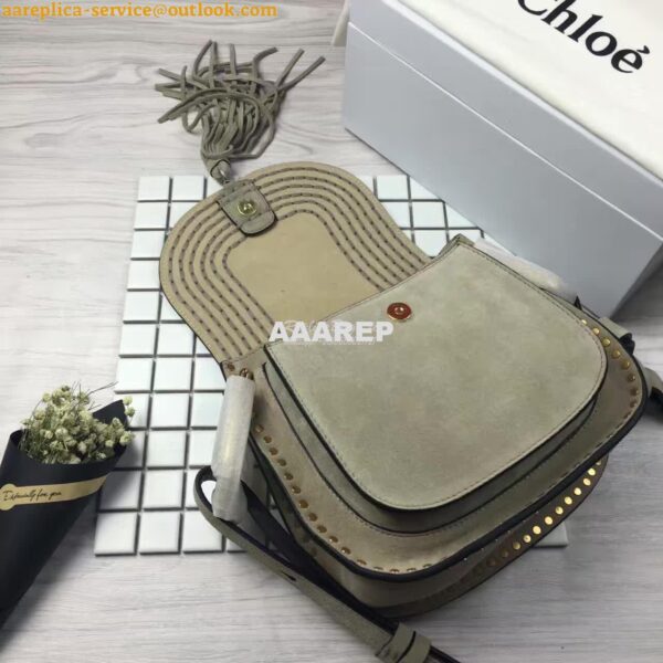 Replica Chloe Hudson Shoulder Bag in Suede Calfskin Grey 9