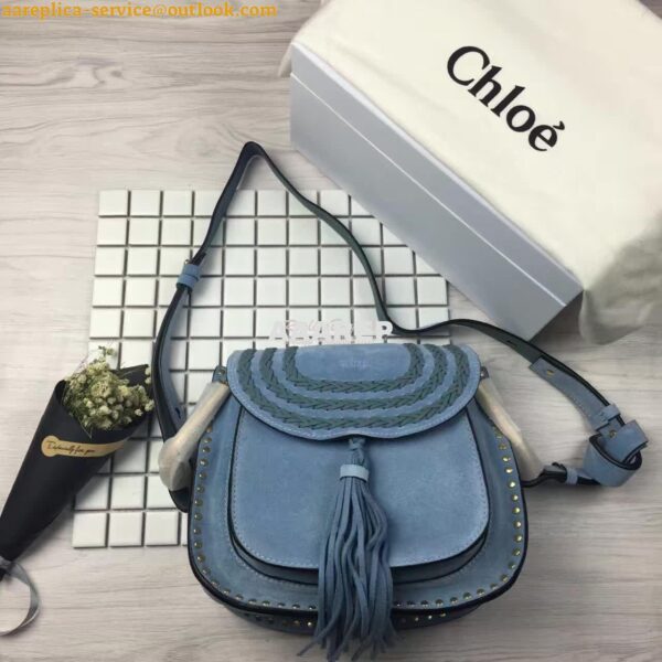 Replica Chloe Hudson Shoulder Bag in Suede Calfskin Ocean 4