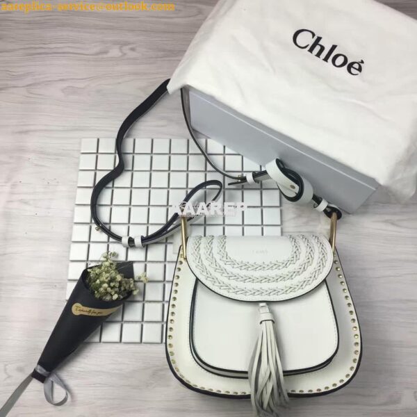 Replica Chloe Hudson Shoulder Bag in Suede Calfskin White 3