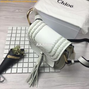 Replica Chloe Hudson Shoulder Bag in Suede Calfskin White 2