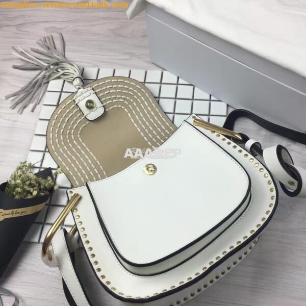 Replica Chloe Hudson Shoulder Bag in Suede Calfskin White 9