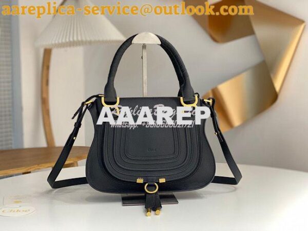 Replica Chloe Marcie Medium Satchel Bag Black 3