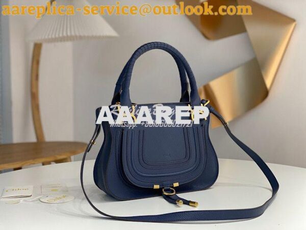 Replica Chloe Marcie Medium Satchel Bag Blue 4