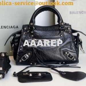 Replica Balenciaga Neo Cagole XS Handbag in Black Arena Lambskin 70094