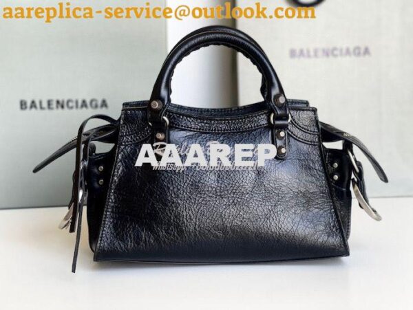 Replica Balenciaga Neo Cagole XS Handbag in Black Arena Lambskin 70094 11