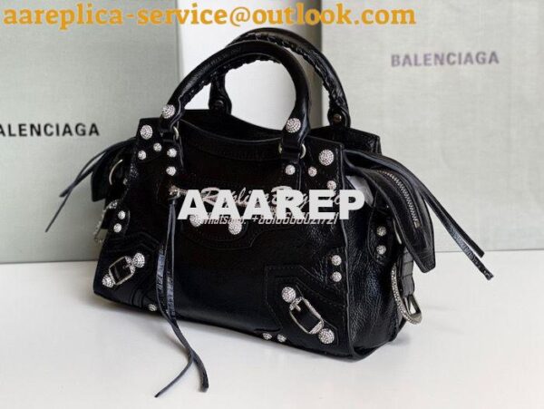 Replica Balenciaga Neo Cagole XS Handbag in Black Arena Lambskin with 5