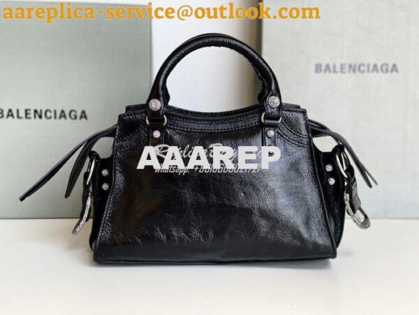 Replica Balenciaga Neo Cagole XS Handbag in Black Arena Lambskin with 14