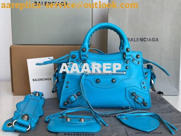 Replica Balenciaga Neo Cagole XS Handbag in Blue Arena Lambskin 700940 3