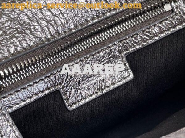 Replica Balenciaga Neo Cagole XS Handbag in Metallic Silver Arena Lamb 10