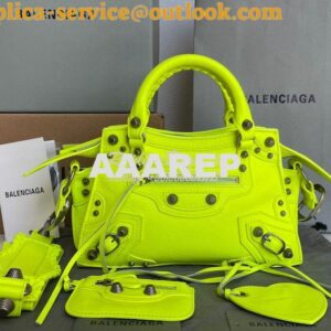 Replica Balenciaga Neo Cagole XS Handbag in Neon Yellow Arena Lambskin