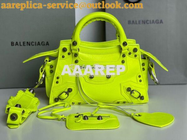 Replica Balenciaga Neo Cagole XS Handbag in Neon Yellow Arena Lambskin 4