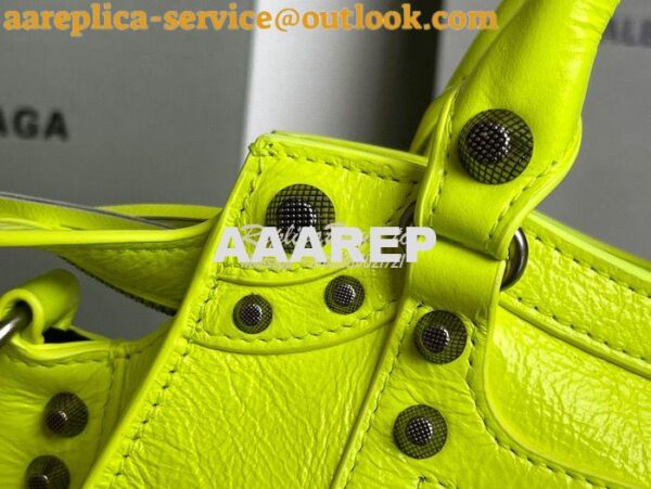 Replica Balenciaga Neo Cagole XS Handbag in Neon Yellow Arena Lambskin 10