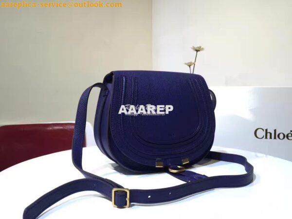 Replica Chloe Mini Marcie Bag in Small Grain Calfskin Blue 4