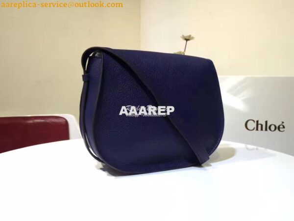 Replica Chloe Mini Marcie Bag in Small Grain Calfskin Blue 8