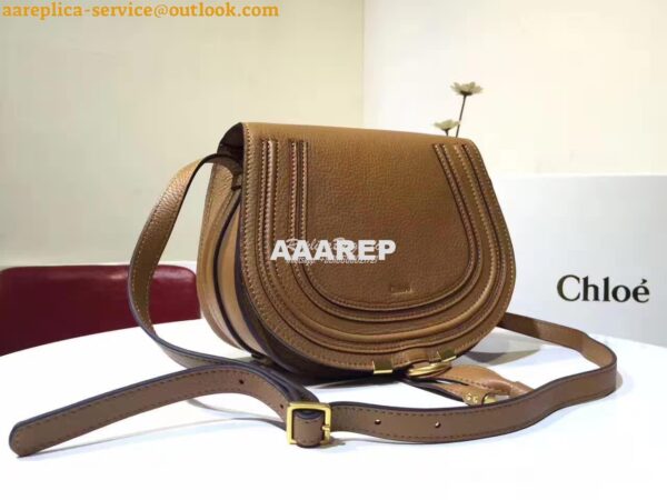 Replica Chloe Mini Marcie Bag in Small Grain Calfskin Brown 3