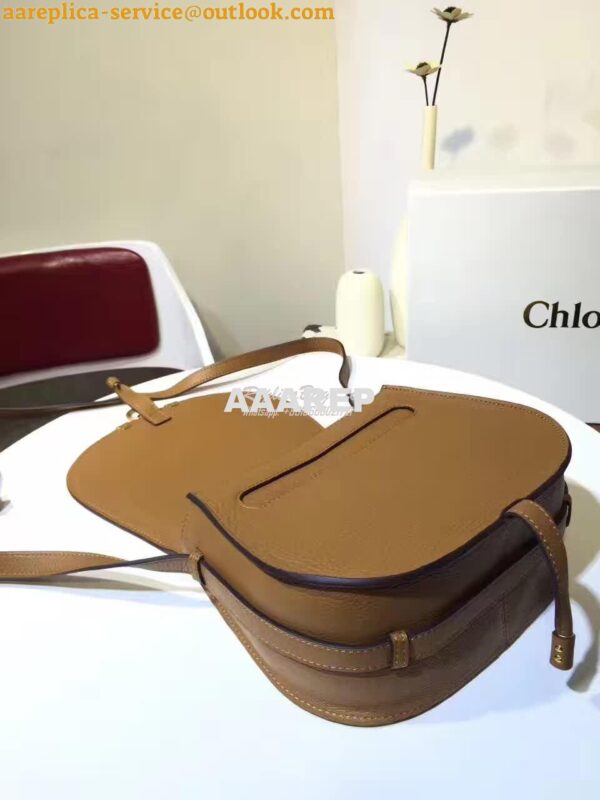 Replica Chloe Mini Marcie Bag in Small Grain Calfskin Brown 7