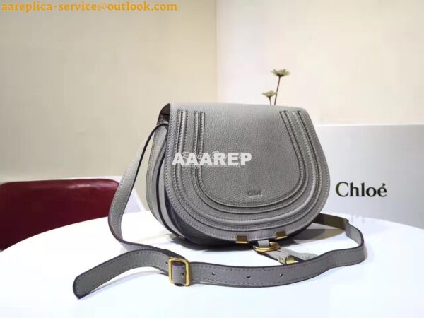 Replica Chloe Mini Marcie Bag in Small Grain Calfskin Grey 4