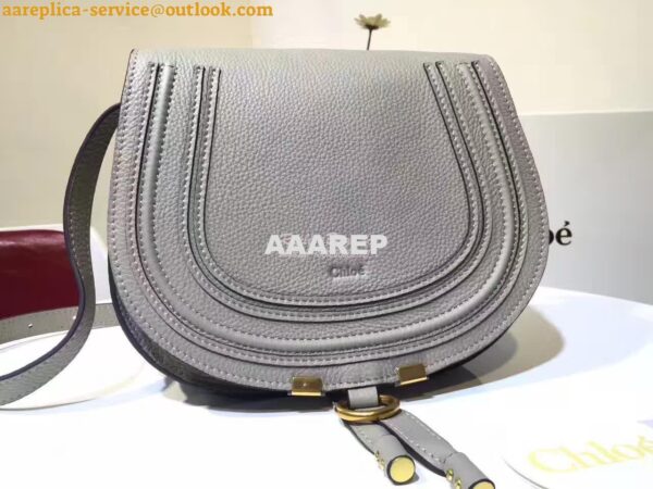 Replica Chloe Mini Marcie Bag in Small Grain Calfskin Grey 6