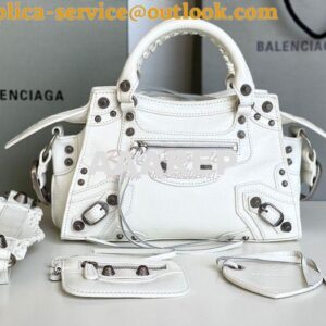 Replica Balenciaga Neo Cagole XS Handbag in White Arena Lambskin 70094