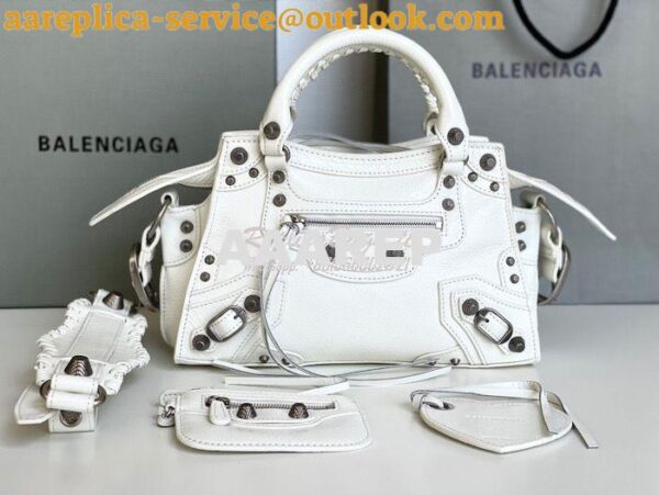 Replica Balenciaga Neo Cagole XS Handbag in White Arena Lambskin 70094 3