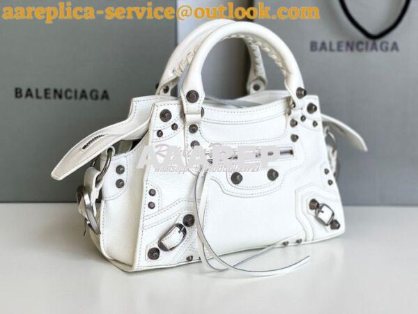 Replica Balenciaga Neo Cagole XS Handbag in White Arena Lambskin 70094 2