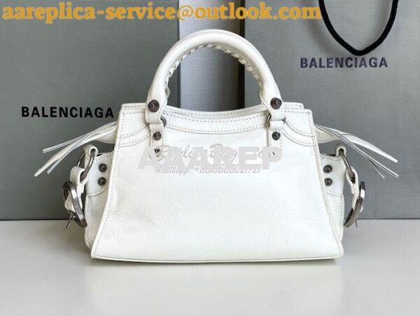 Replica Balenciaga Neo Cagole XS Handbag in White Arena Lambskin 70094 12