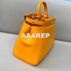 Replica Fendi 8BN244 Peekaboo Iconic Mini Orange Nappa Leather Bag