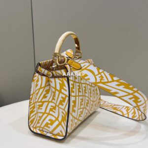 Replica Fendi 8BN244 Peekaboo Signature Mini Bag Yellow White