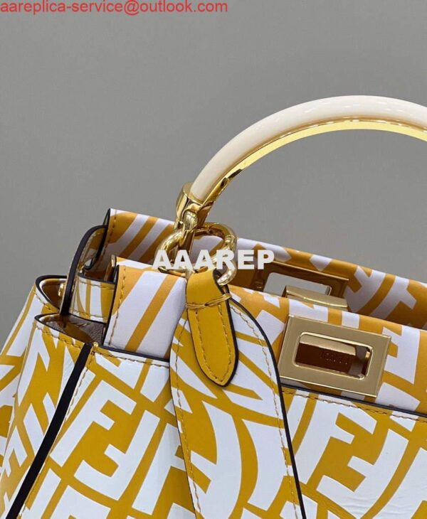 Replica Fendi 8BN244 Peekaboo Signature Mini Bag Yellow White 7