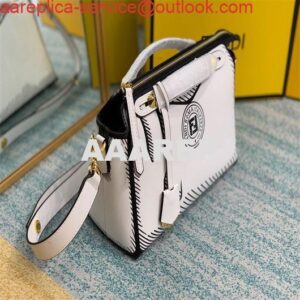 Replica Fendi 8BN290 PEEKABOO Iconic medium white leather FF print Bag 2