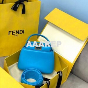 Replica Fendi 8BN320 Peekaboo ICONIC XS Blue Nappa Leather 8328 Bag