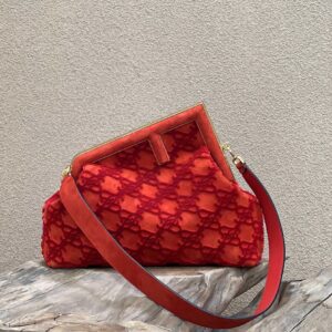 Replica Fendi 8BP127 Fendi First Medium Red suede bag