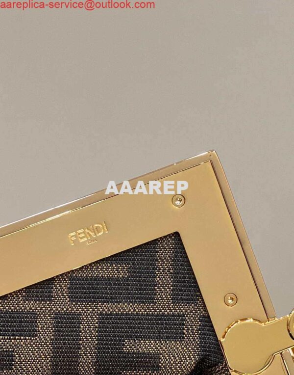 Replica Fendi 8BP129 Fendi First Small Beige raffia macrame bag Apricot 6