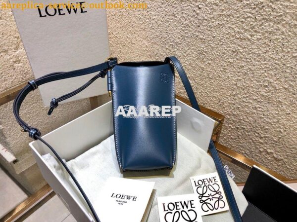 Replica Loewe Gate Pocket in Smooth Calfskin 18756 Blue 3