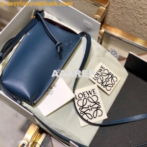 Replica Loewe Gate Pocket in Smooth Calfskin 18756 Blue 2