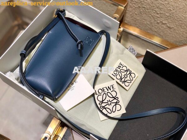 Replica Loewe Gate Pocket in Smooth Calfskin 18756 Blue 4