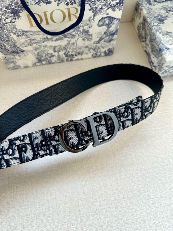 Replica DIOR Belt Leather Navy blue DR1023 4