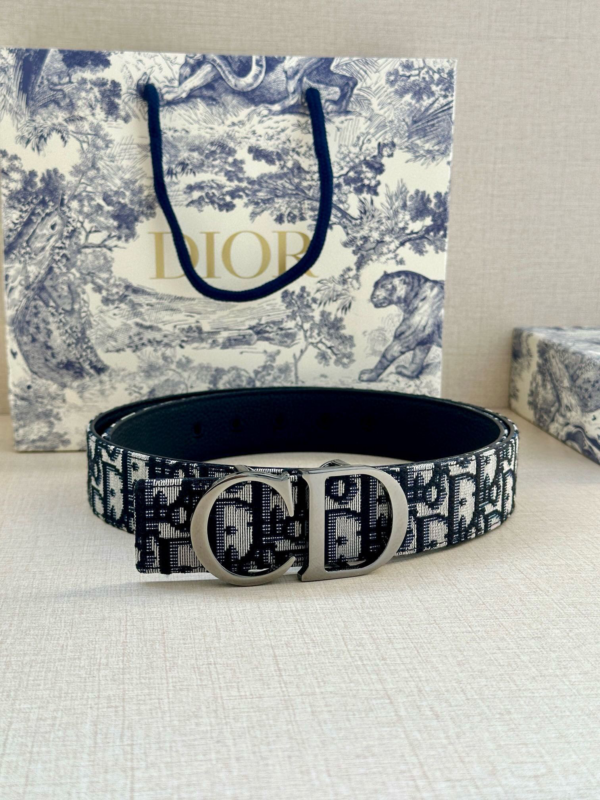 Replica DIOR Belt Leather Navy blue DR1023 5