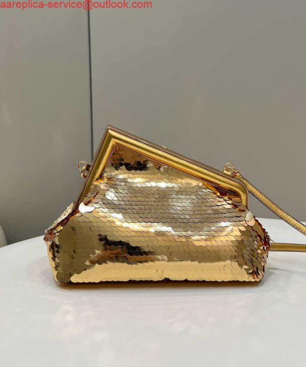 Replica Fendi 8BP129 Fendi First Small Gold sequinned bag 80018M 4