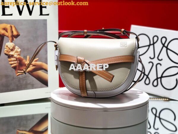 Replica Loewe Gate Small Bag 397511 Light Oat/ White 3