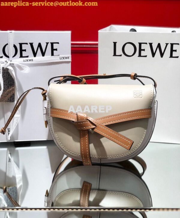 Replica Loewe Gate Small Bag 397511 Light Oat/ White 4