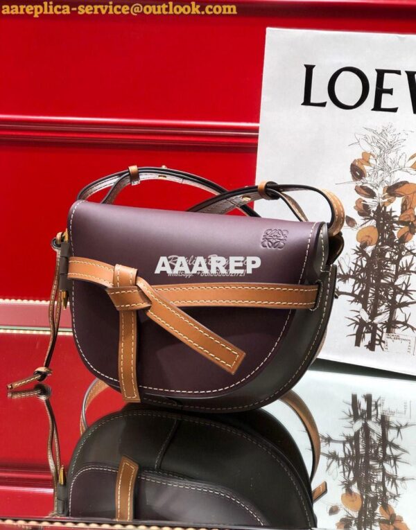 Replica Loewe Gate Small Bag 397511 Oxblood/Taupe 5