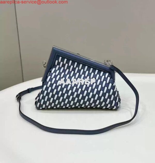 Replica Fendi 8BP129 Fendi First Small White and blue woven leather bag 3