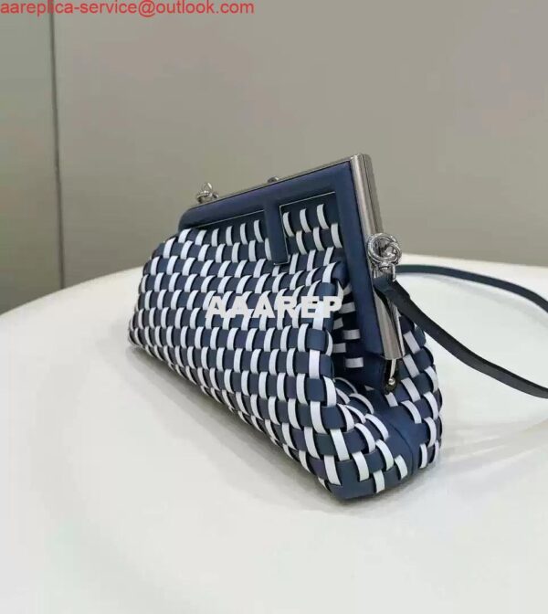 Replica Fendi 8BP129 Fendi First Small White and blue woven leather bag 4