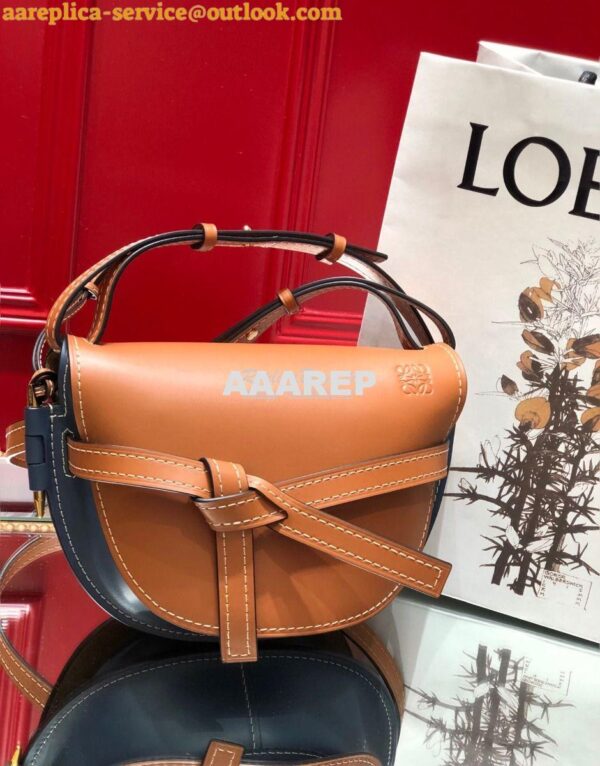 Replica Loewe Gate Small Bag 397511 Tan/ Blue 3