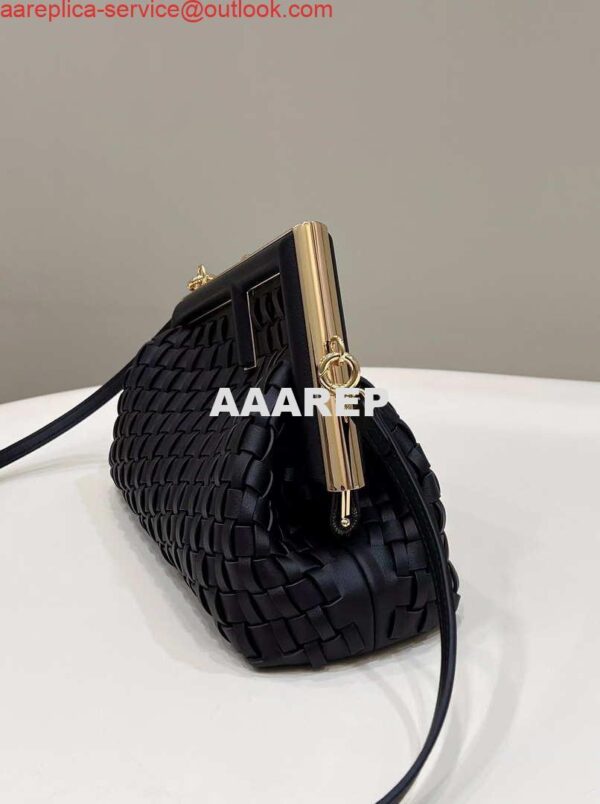 Replica Fendi 8BP129 First Small Black braided leather bag 80103 4