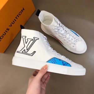 Replica Louis Vuitton Tattoo Sneaker Boots In White Textile 2