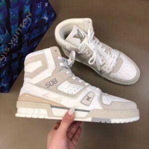 Replica Louis Vuitton White LV Trainer Sneaker Boots 2